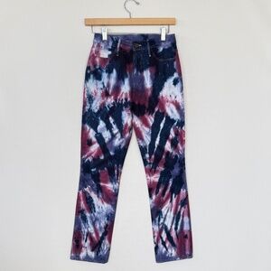 Mother Tie Dye Womens Jeans Sz 24 Slim Straight High Rise Casual Designer Luxury